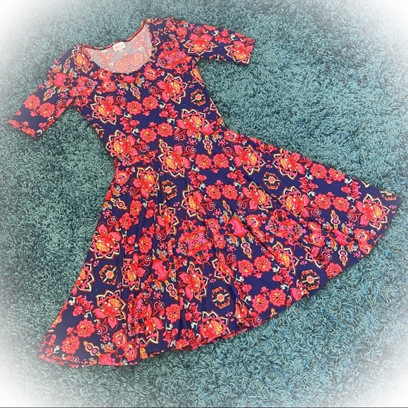 💕Beautiful Floral Lularoe Nicole Fit & Flare Dress💕 - Picture 11 of 13